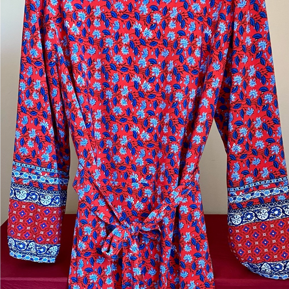 LOFT Red and Blue Floral Dress